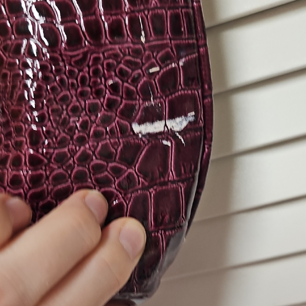 NWT Neiman Marcus Deep Purple Crocodile-Embossed Faux Leather Tote - Picture 8 of 12